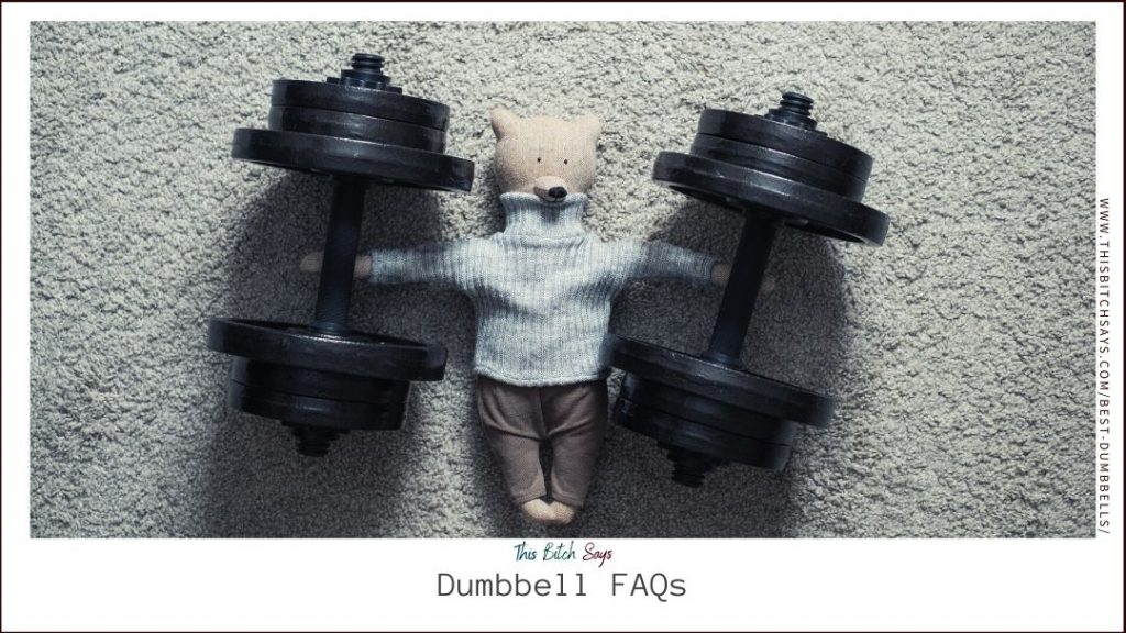 Dumbbell FAQs: a stuffed bear holding a pair of dumbbells