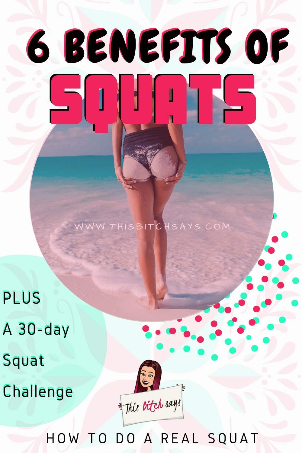 The 6 benefits of squats plus a 30-day squat challenge pin